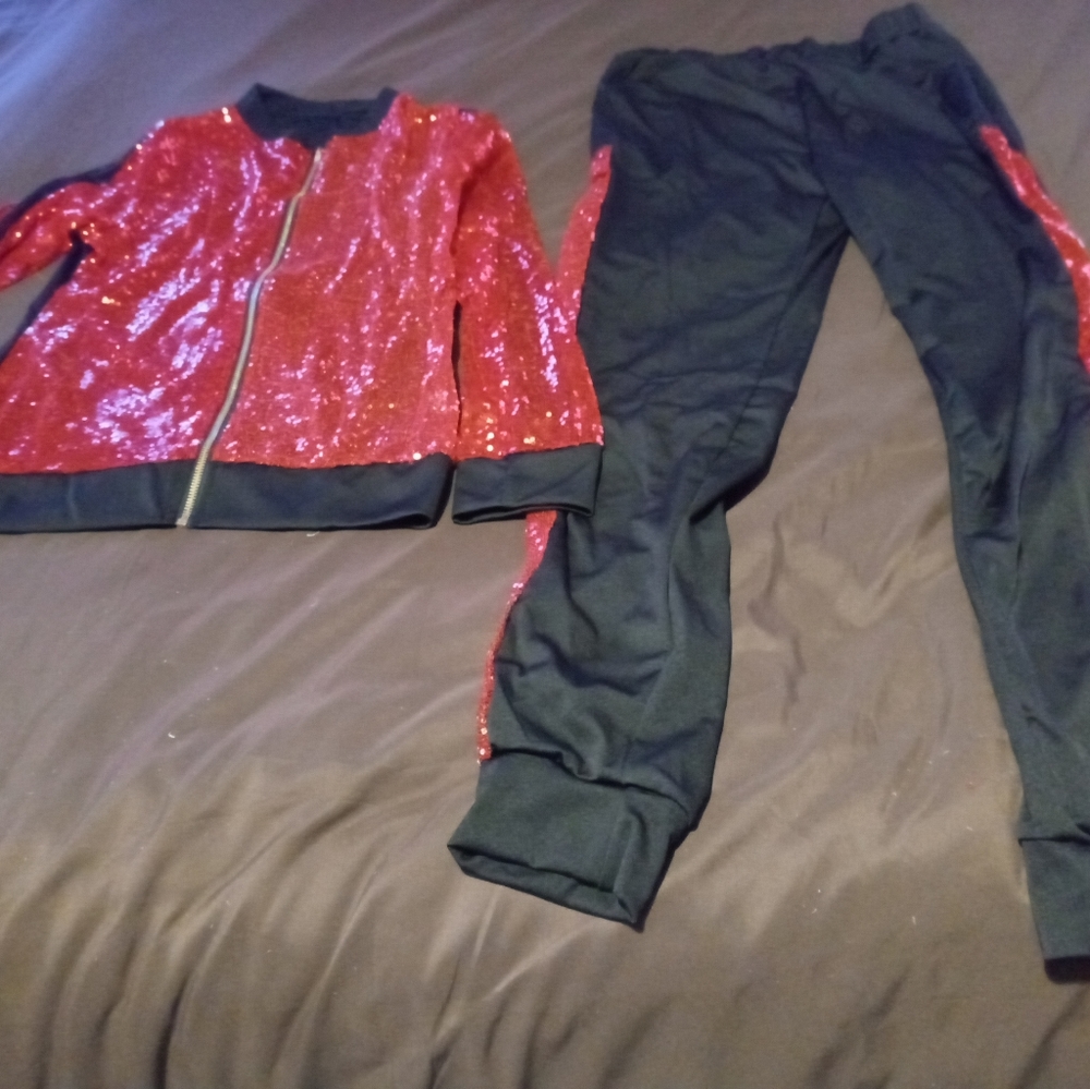 Women Sequin zip up 2 pcs